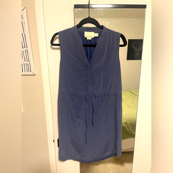 Cynthia Rowley Dress 100% Silk Blue Knee Length Pockets Sleeveless Womens Size 2 - Picture 1 of 9